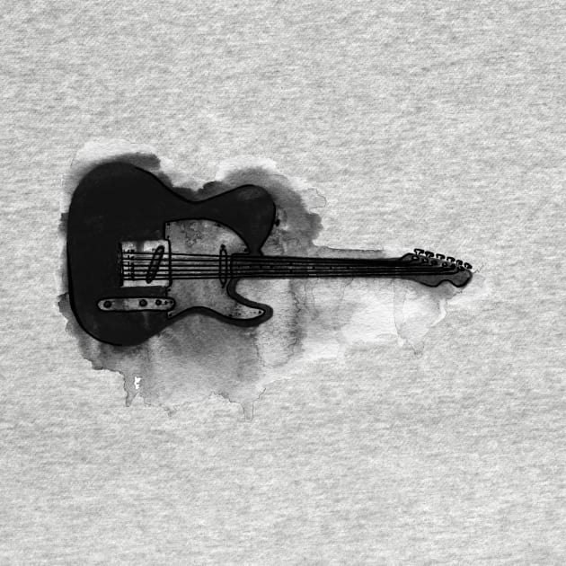 black and white electric guitar by ulyanaandreeva